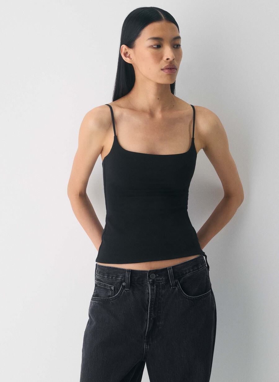 casual contour presence cami tank black
