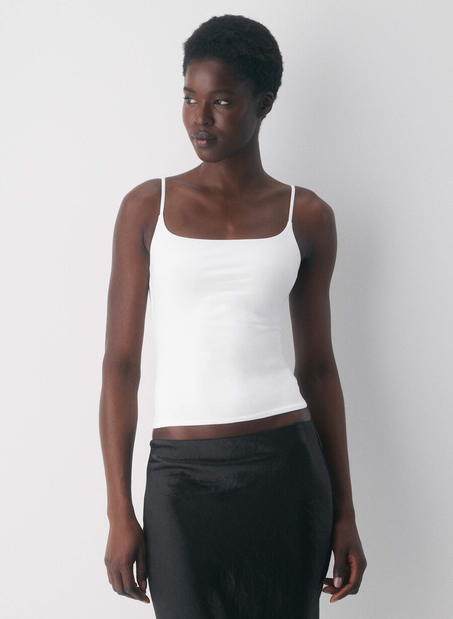 casual contour presence cami tank white