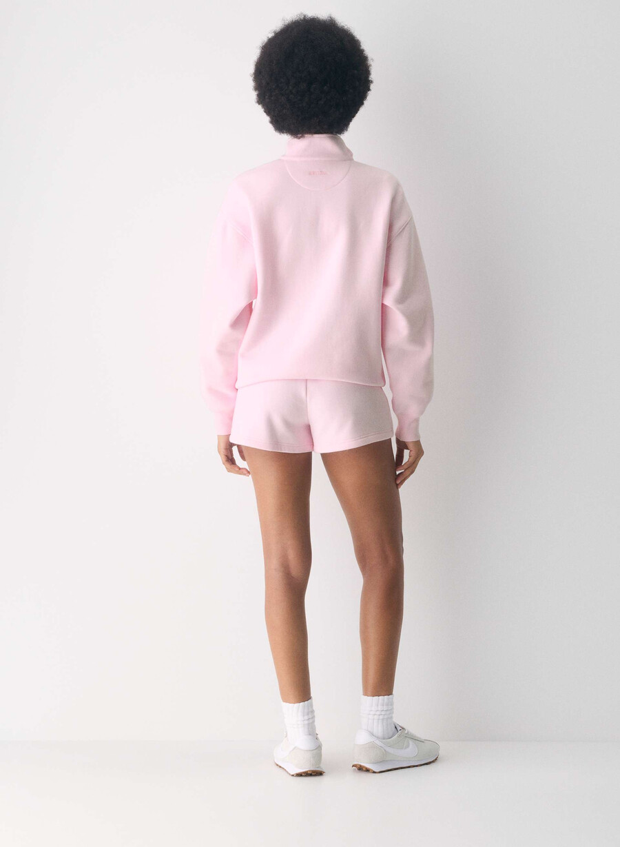 cozy sweatfleece boyfriend lo-rise mini short villa pink