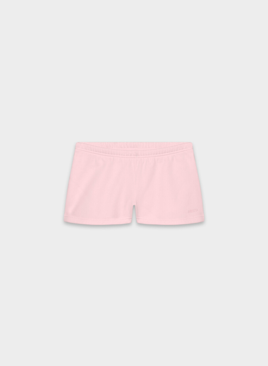 cozy sweatfleece boyfriend lo-rise mini short villa pink