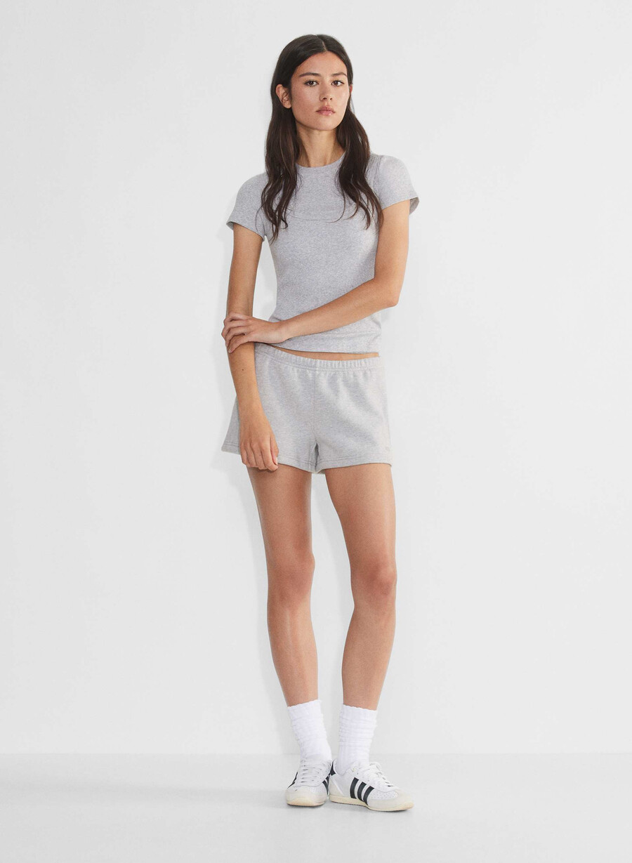 cozy sweatfleece boyfriend lo-rise mini short heather chrome