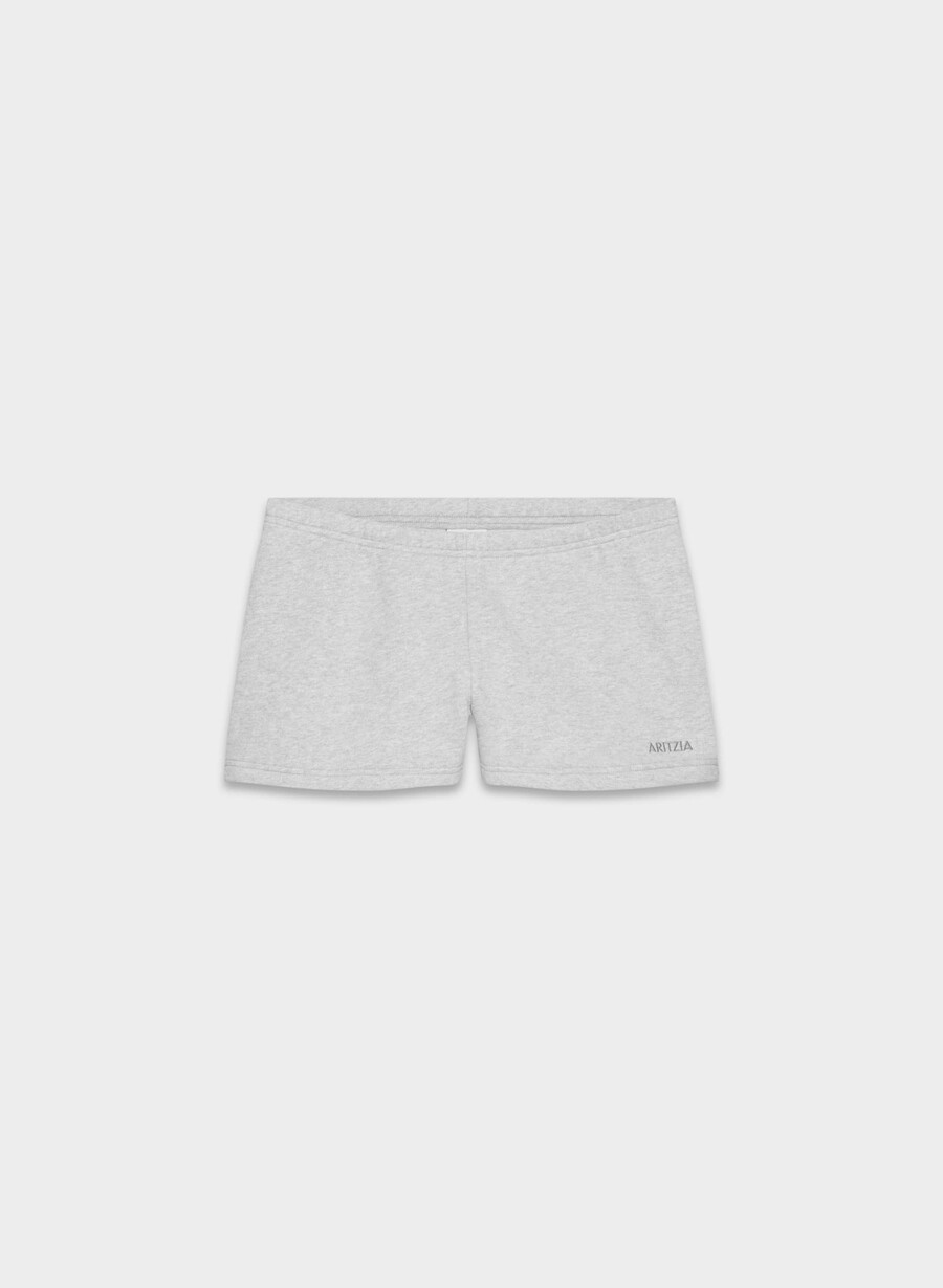 cozy sweatfleece boyfriend lo-rise mini short heather chrome
