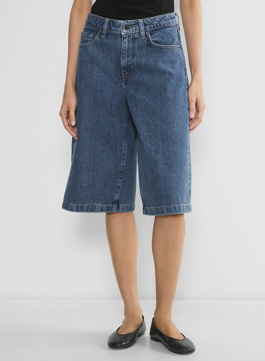 publicity below-knee denim short no-stress medium blu