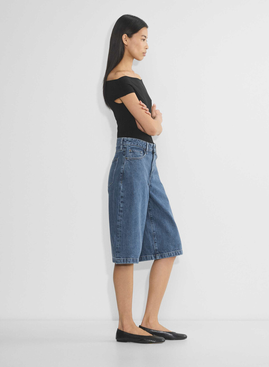 publicity below-knee denim short no-stress medium blu