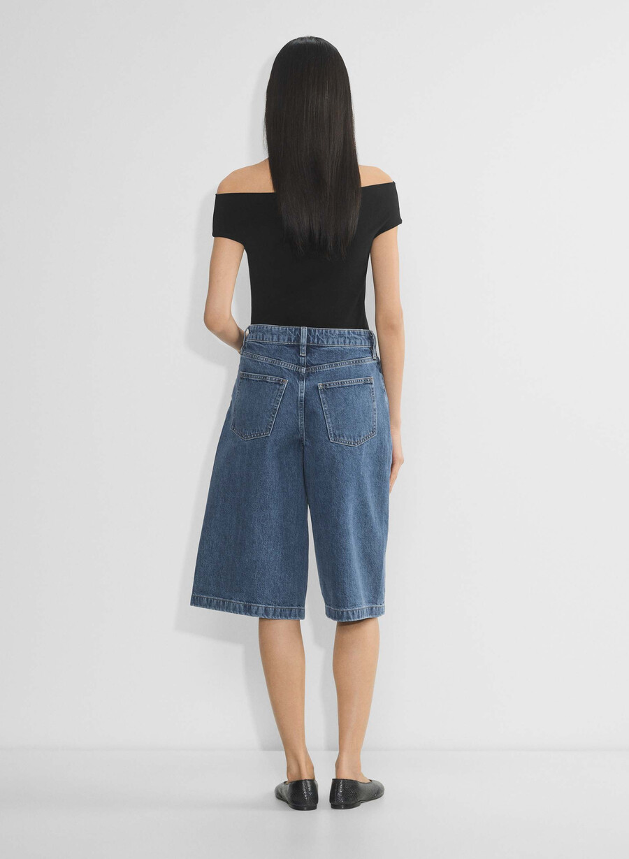 publicity below-knee denim short no-stress medium blu