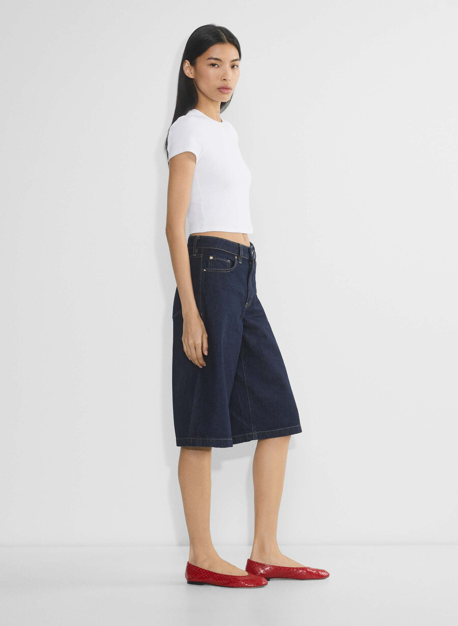publicity below-knee denim short no-stress dark blue