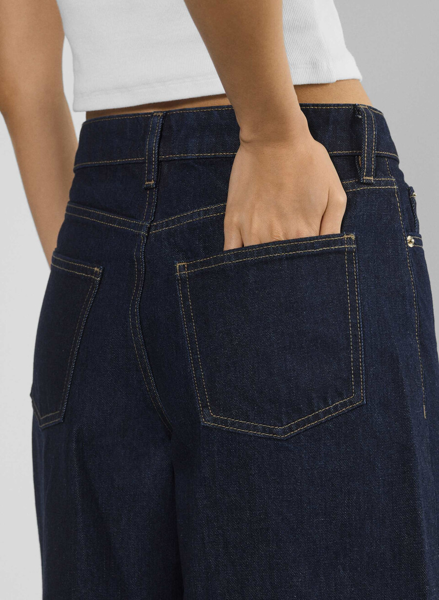 publicity below-knee denim short no-stress dark blue