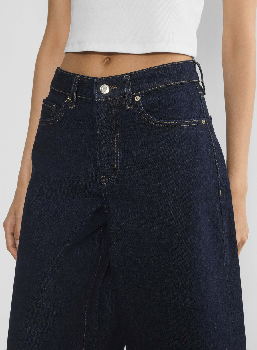 publicity below-knee denim short no-stress dark blue