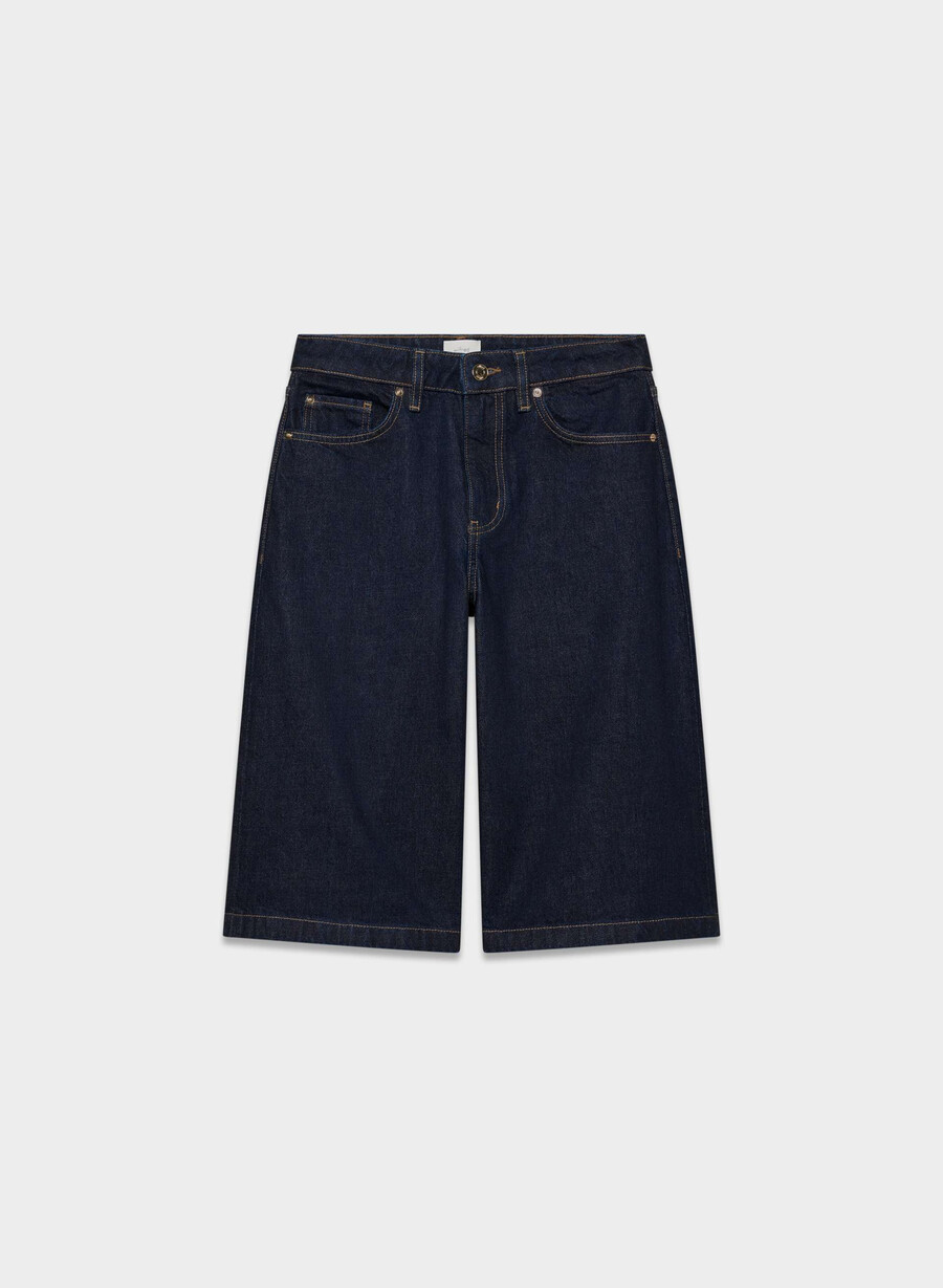 publicity below-knee denim short no-stress dark blue