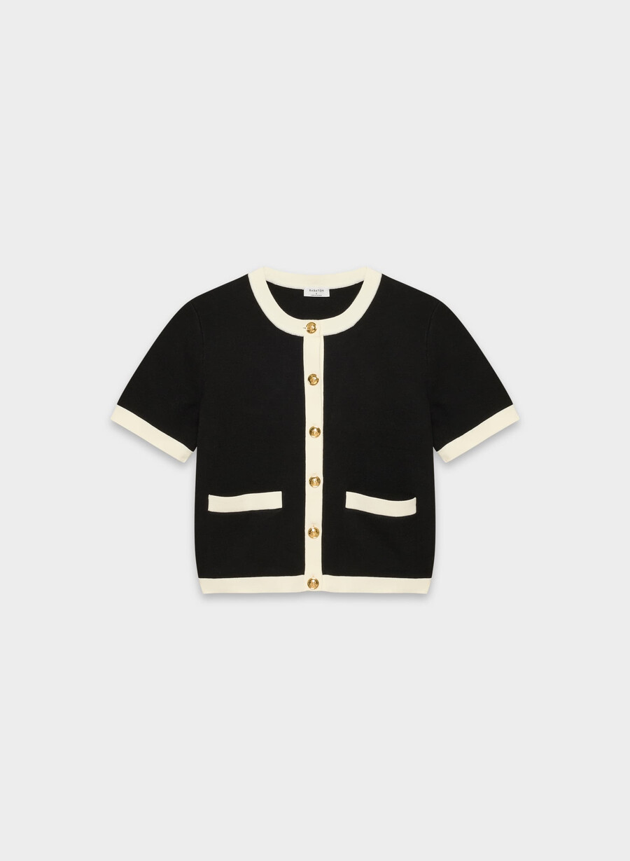 approach shortsleeve cardigan - wonder yarn blacklight birch