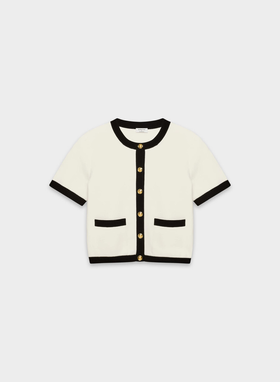 approach shortsleeve cardigan - wonder yarn light birchblack