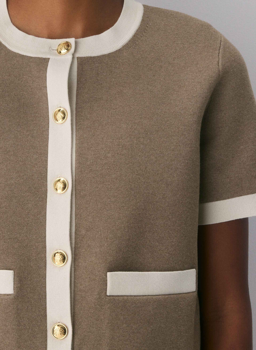 approach shortsleeve cardigan - wonder yarn hthr foli bwnmtte prl