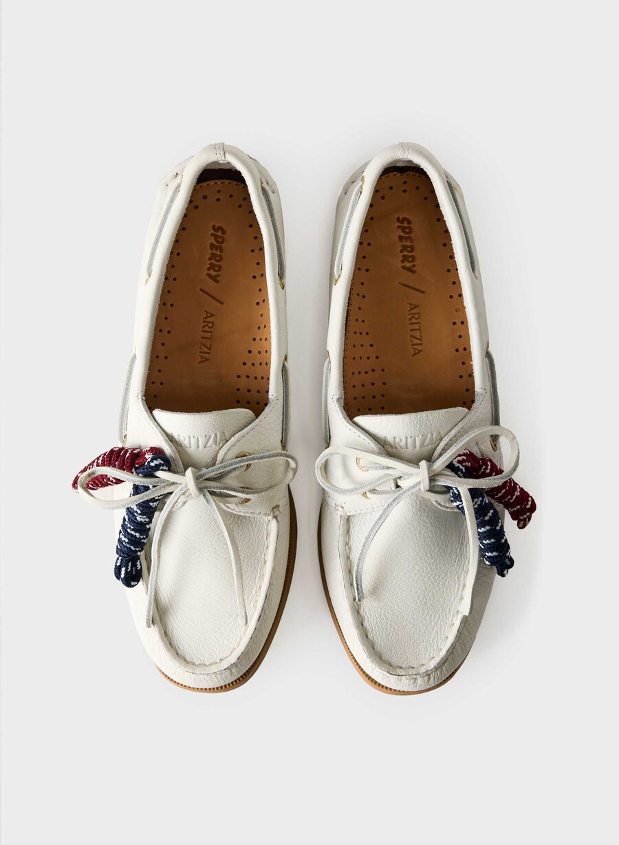 sperry x aritzia ao boat shoe - smooth leather halo white