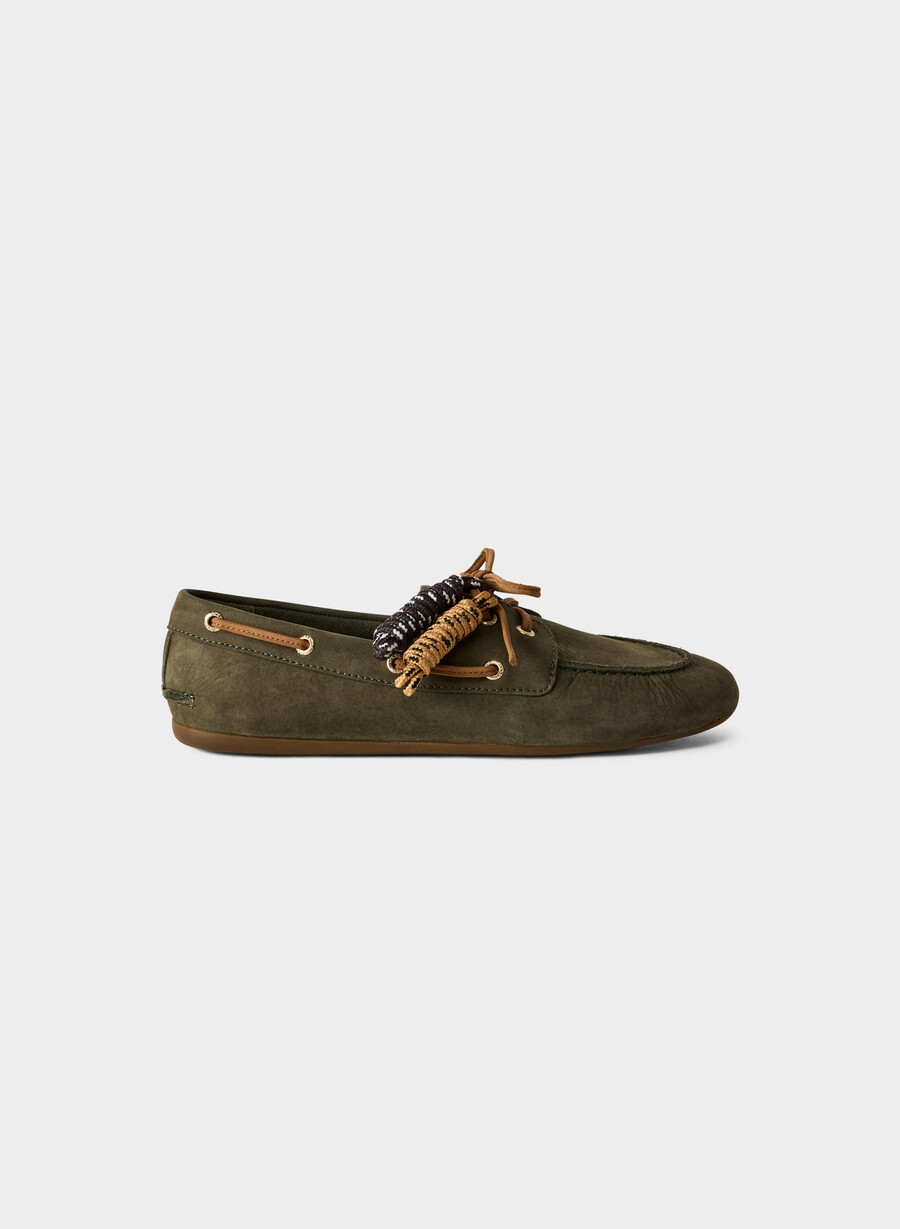 sperry x aritzia slim boat shoe - nubuck leather dk willow green