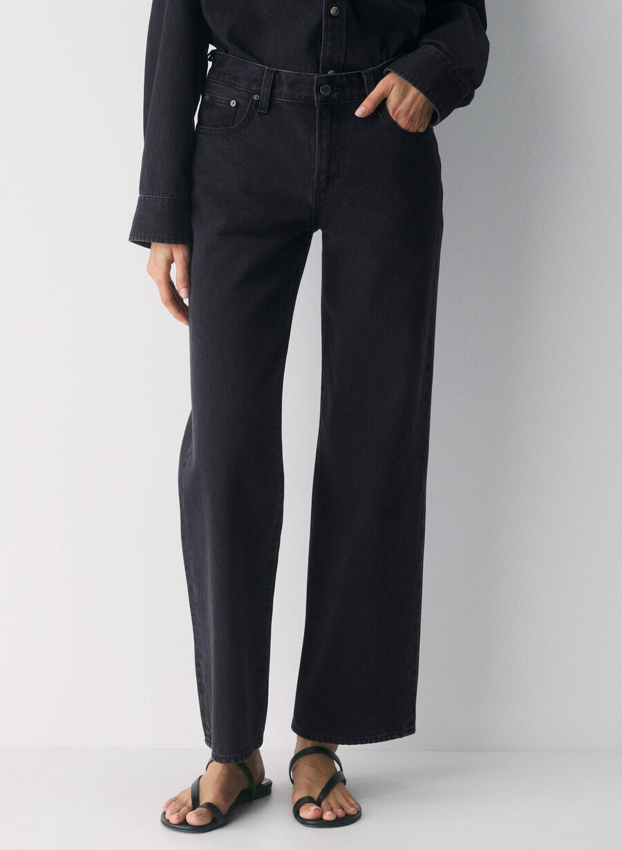 denim forum the farrah lo-rise wide jean black eyeliner