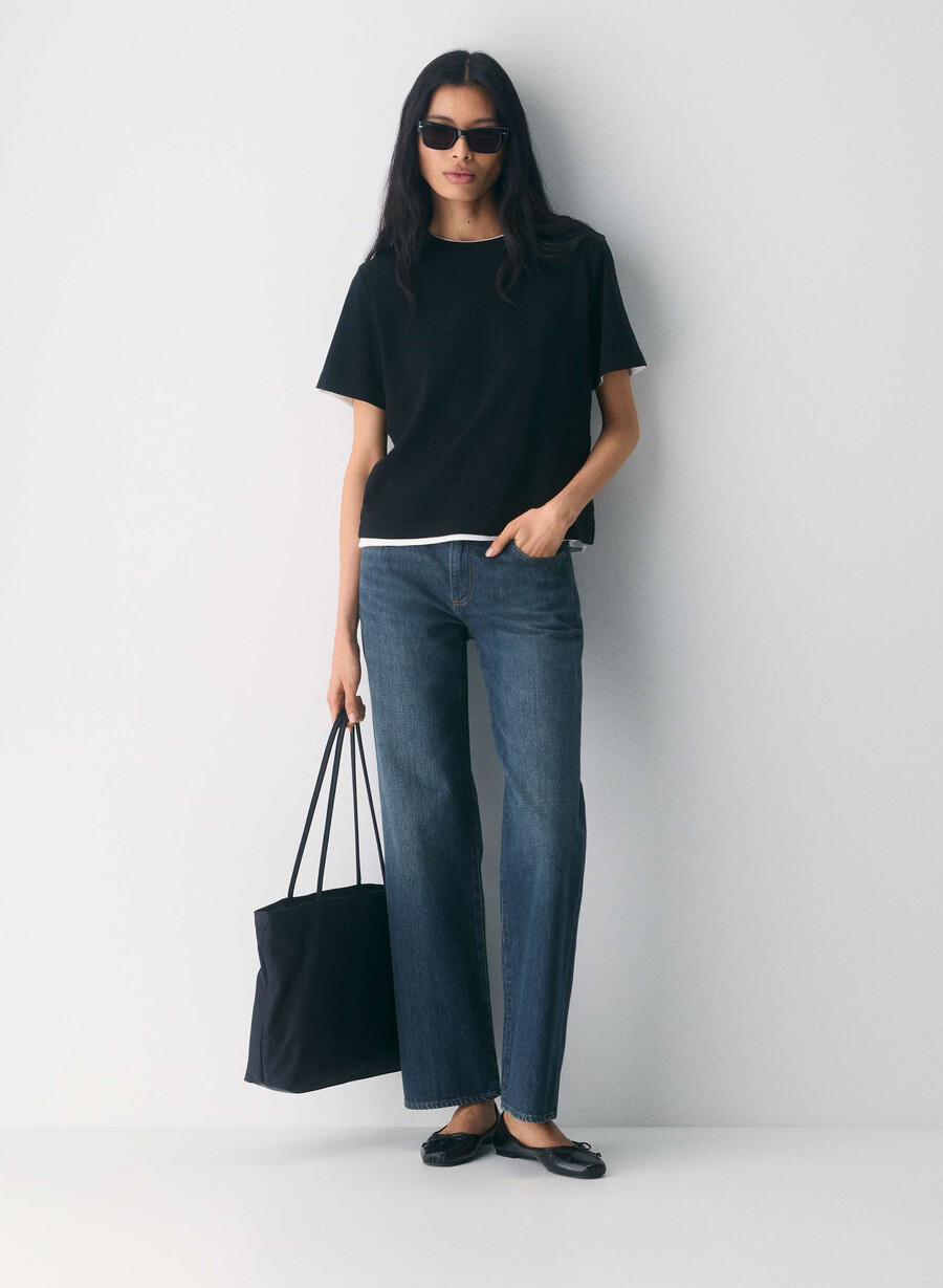 denim forum the farrah lo-rise wide jean be about dark bleu