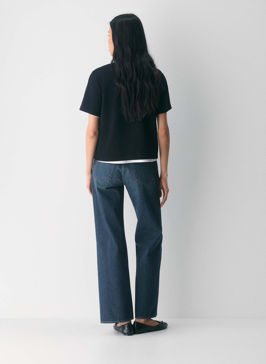 denim forum the farrah lo-rise wide jean be about dark bleu