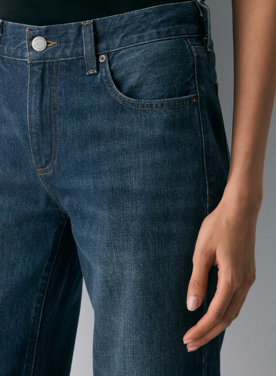 denim forum the farrah lo-rise wide jean be about dark bleu