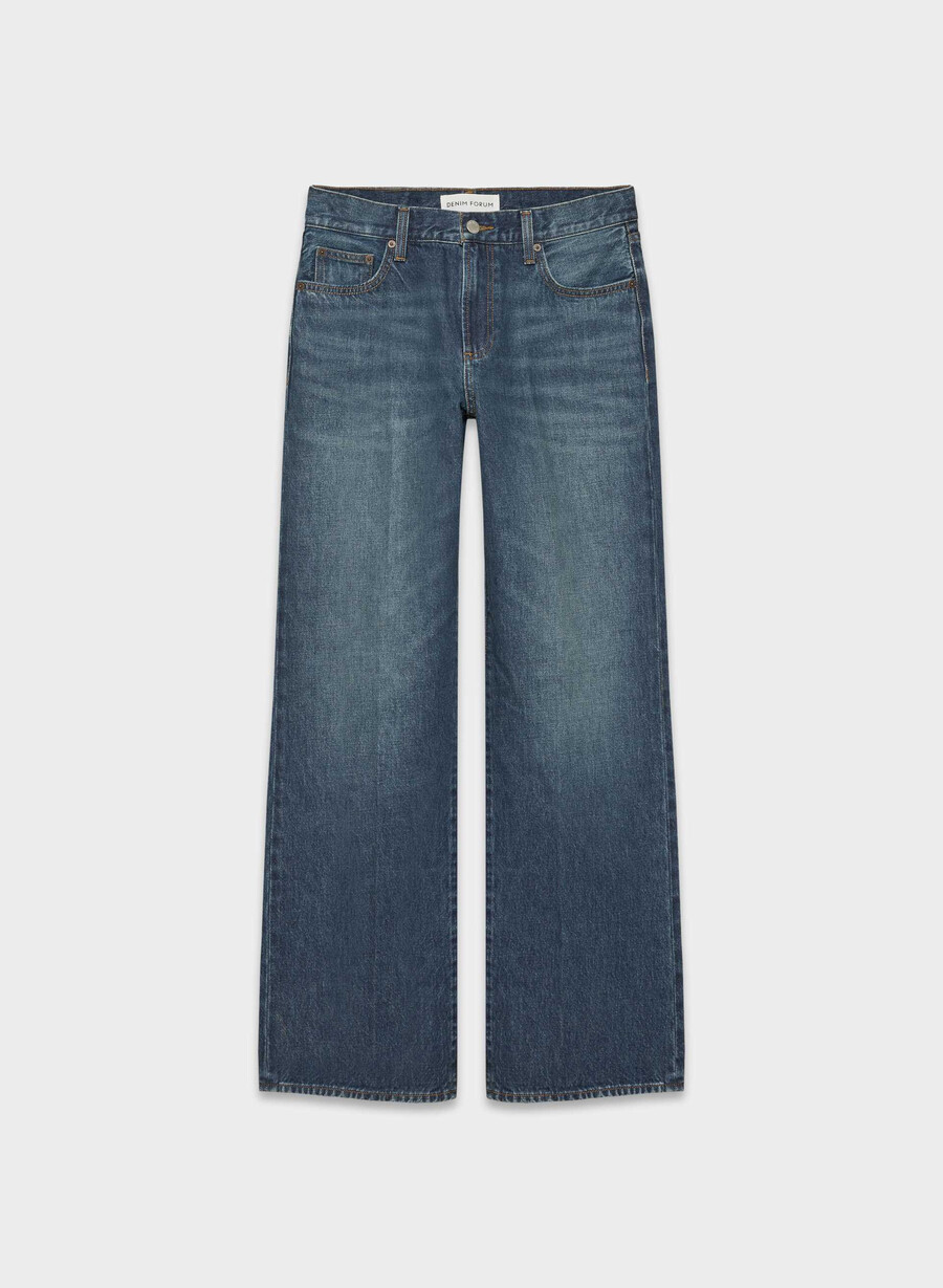 denim forum the farrah lo-rise wide jean be about dark bleu