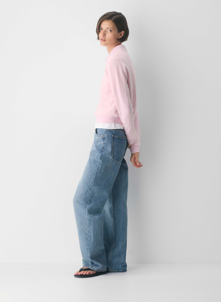 bare cashmere provenance polo longsleeve villa pink