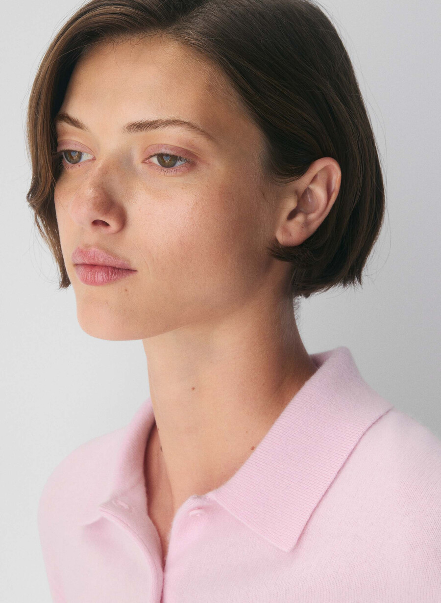 bare cashmere provenance polo longsleeve villa pink