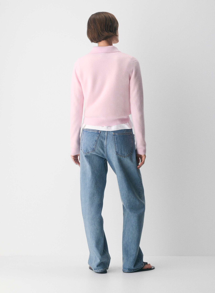 bare cashmere provenance polo longsleeve villa pink