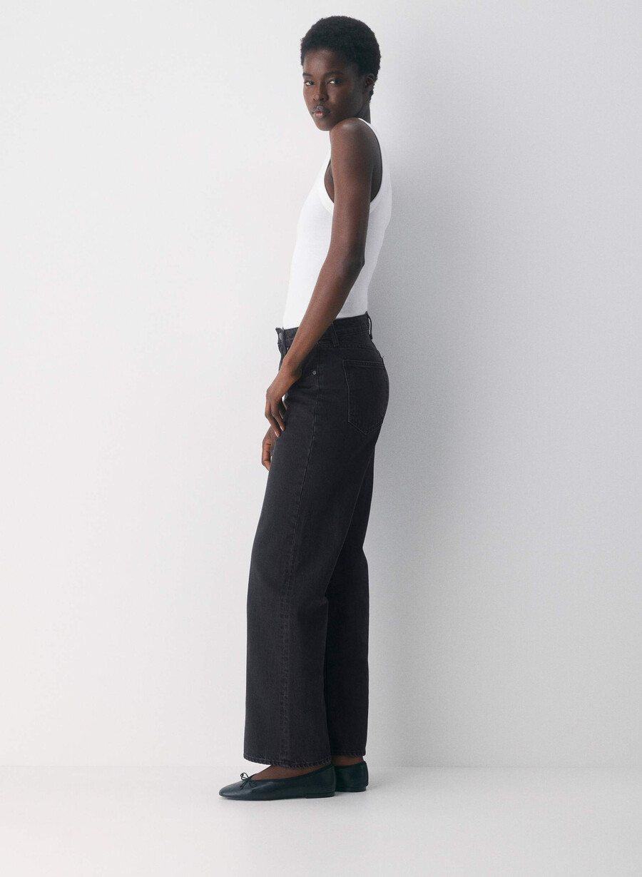 denim forum the farrah curve-fit hi-rise wide jean black eyeliner