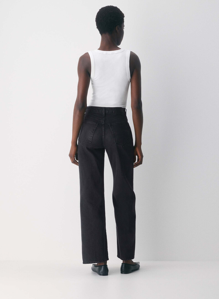 denim forum the farrah curve-fit hi-rise wide jean black eyeliner