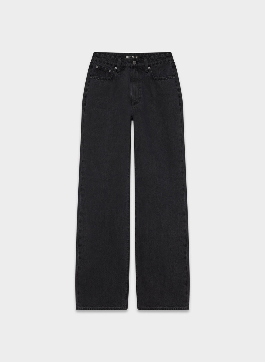 denim forum the farrah curve-fit hi-rise wide jean black eyeliner