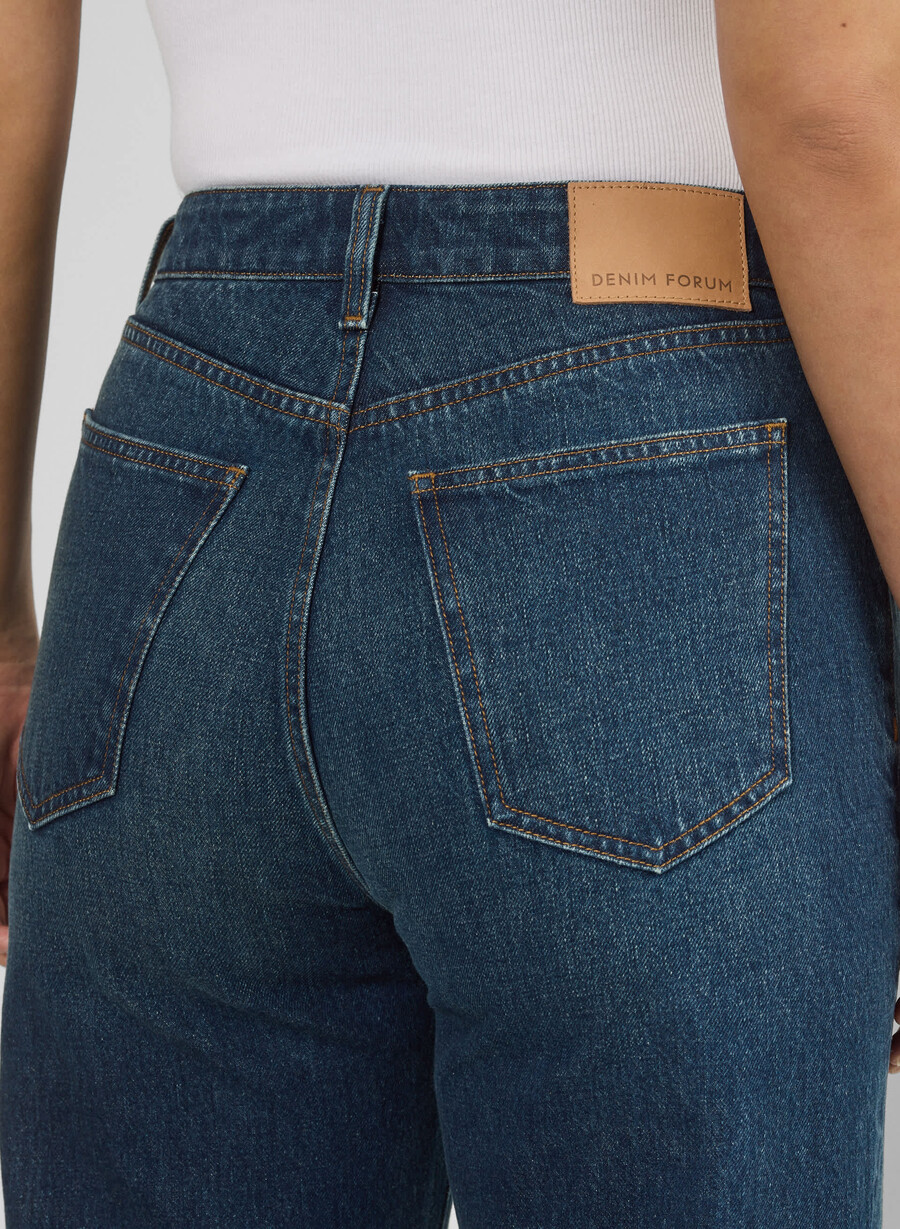 denim forum the farrah curve-fit hi-rise wide jean be about dark bleu