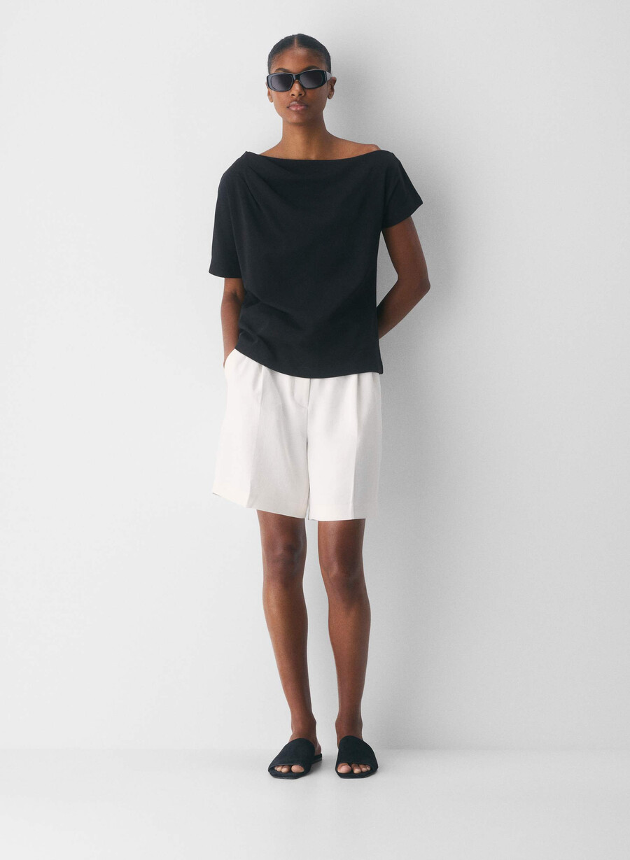 interlock cotton script top black