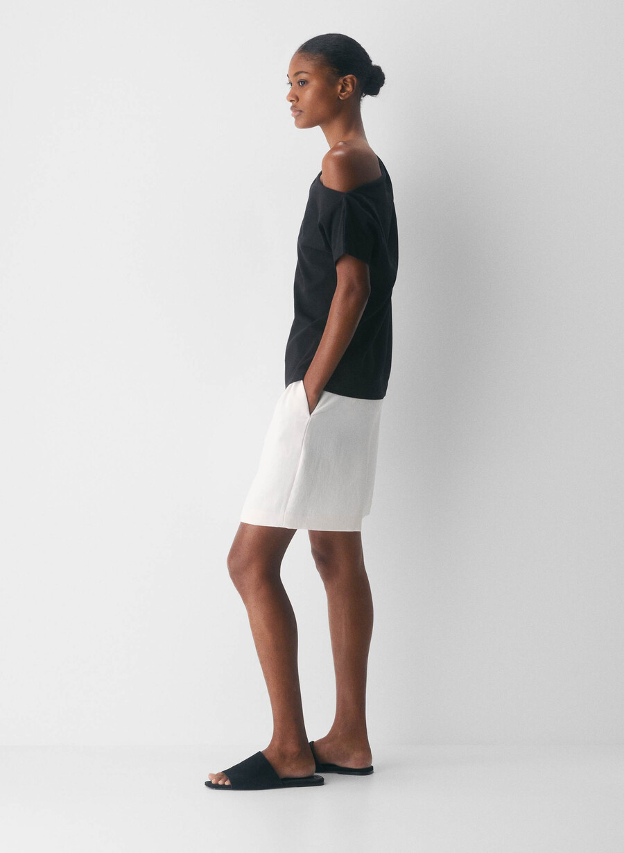 interlock cotton script top black