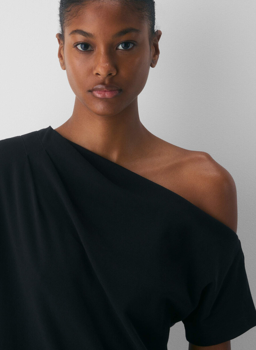interlock cotton script top black