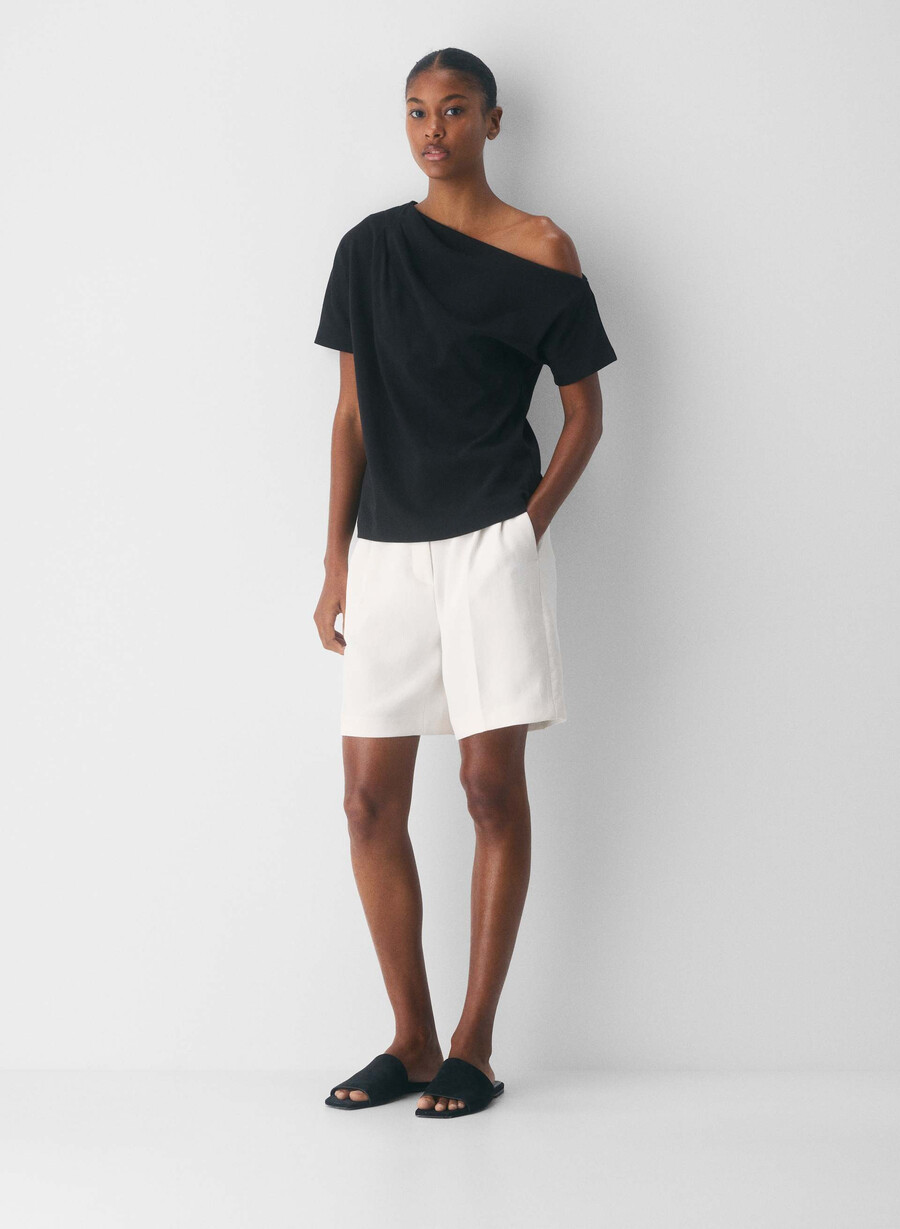 interlock cotton script top black