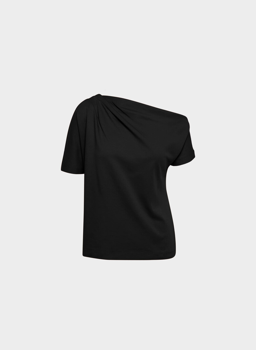 interlock cotton script top black