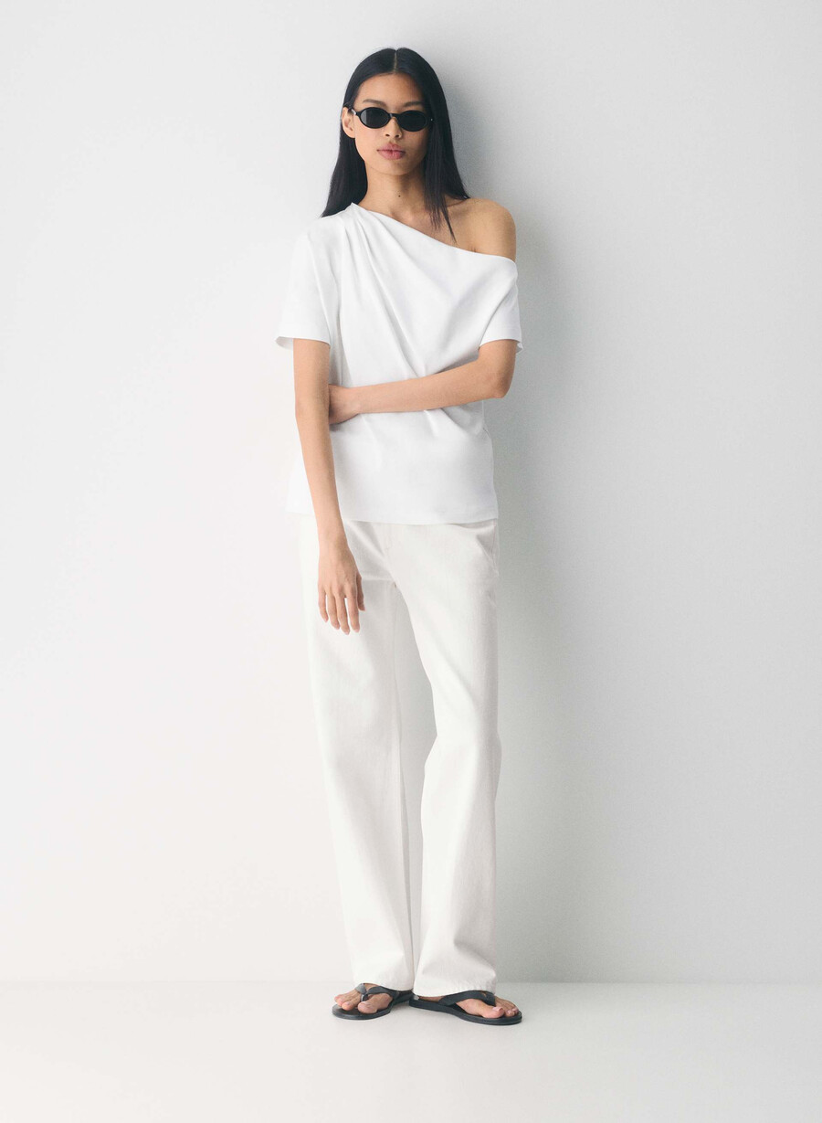 interlock cotton script top white