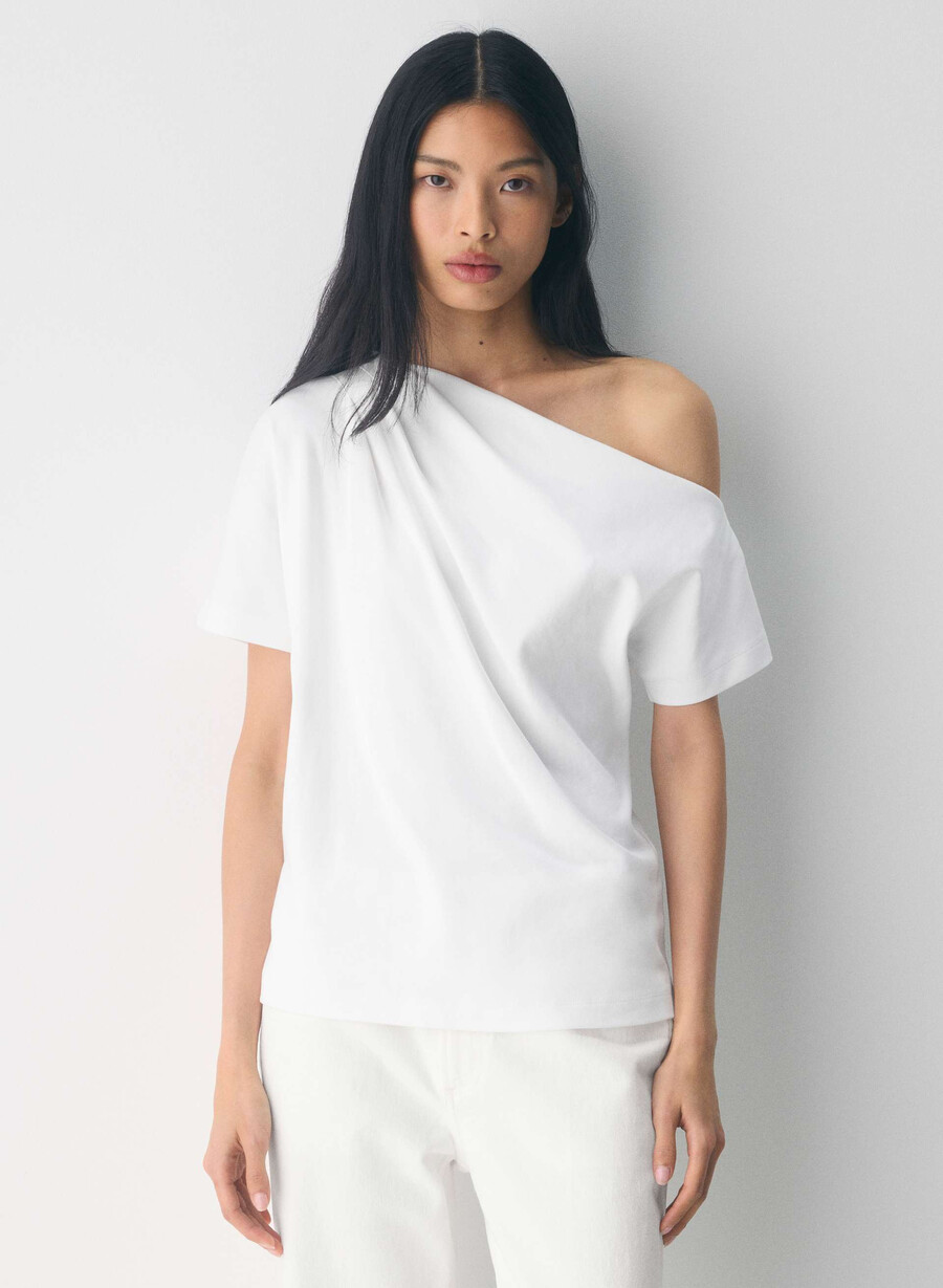 interlock cotton script top white