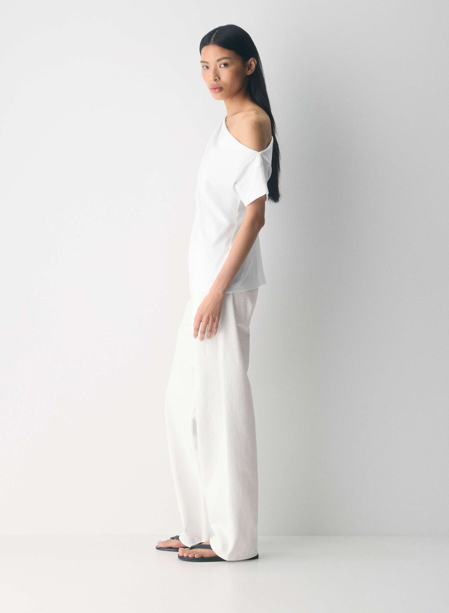 interlock cotton script top white