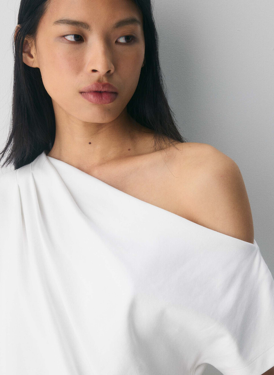 interlock cotton script top white