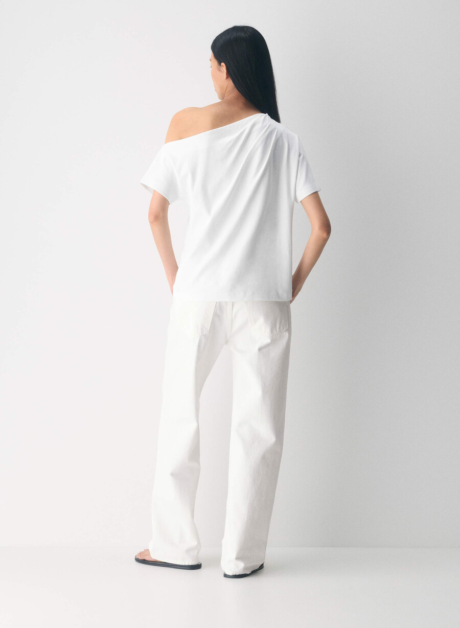 interlock cotton script top white