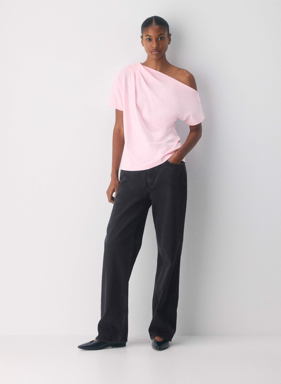 interlock cotton script top villa pink