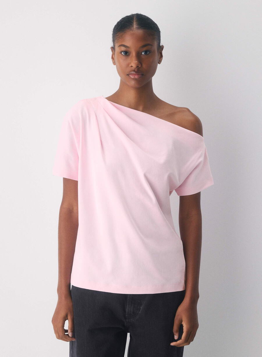 interlock cotton script top villa pink