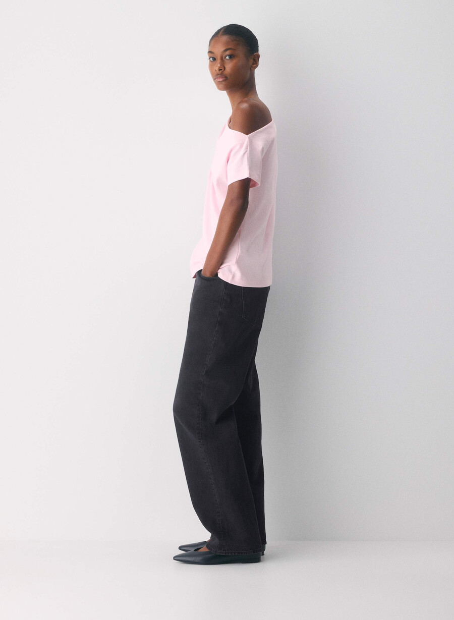interlock cotton script top villa pink