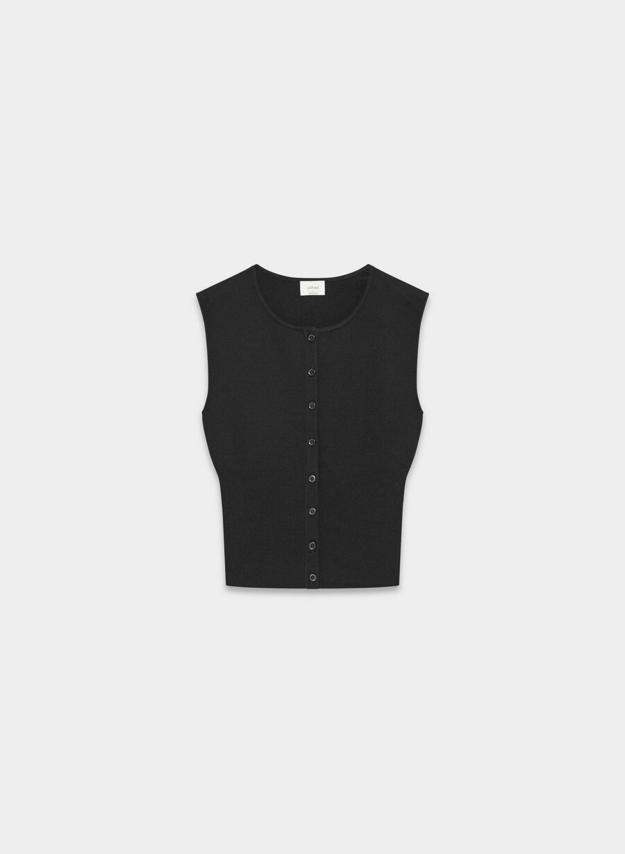 golightly sleeveless cardigan - wonder yarn black