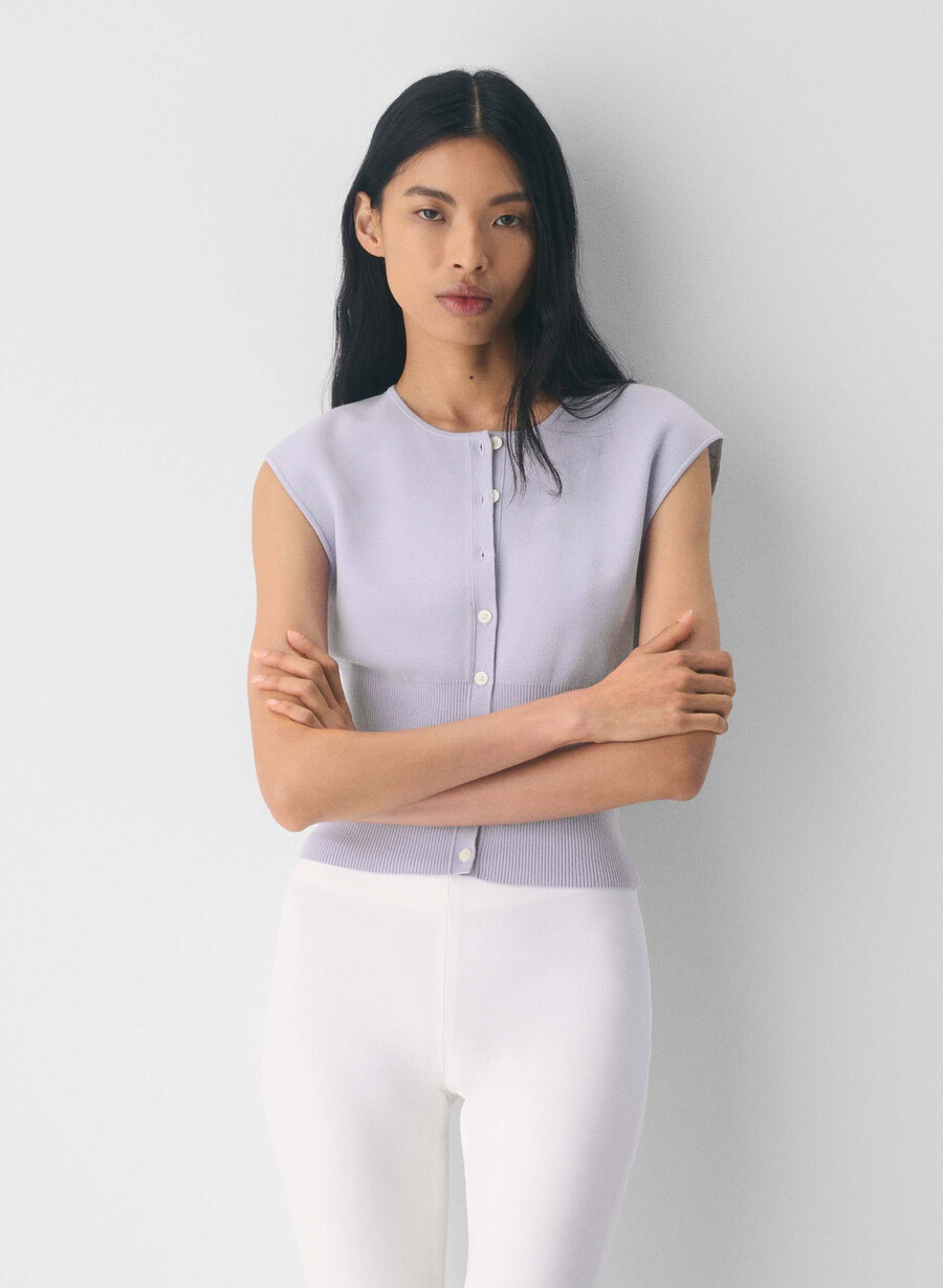 golightly sleeveless cardigan - wonder yarn wildflower lilac