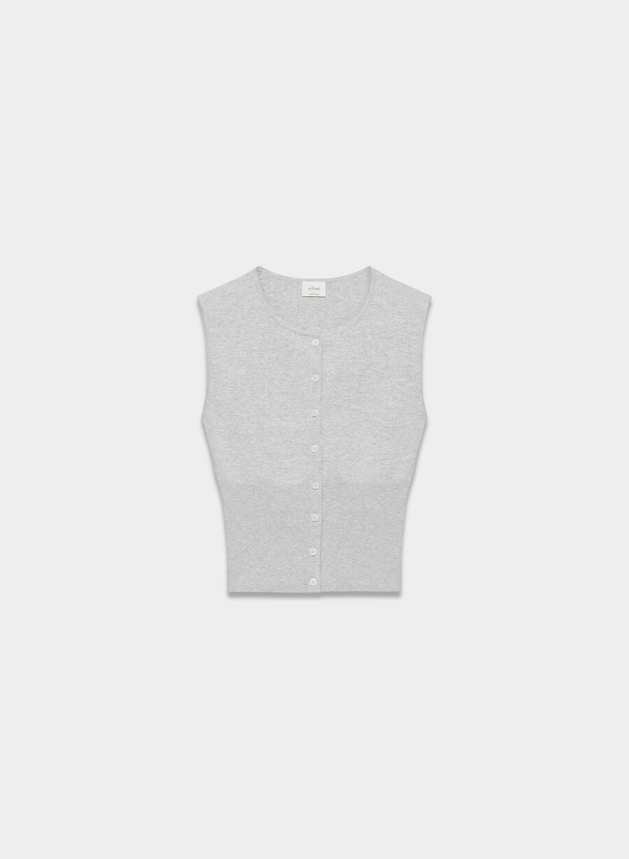 golightly sleeveless cardigan - wonder yarn heather chrome