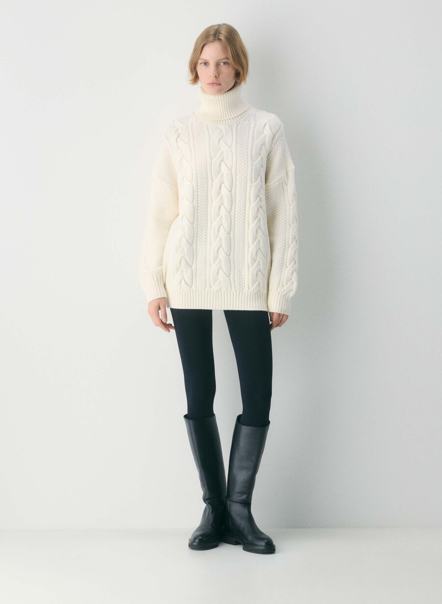 heritage knit merino wool turtleneck whisper white