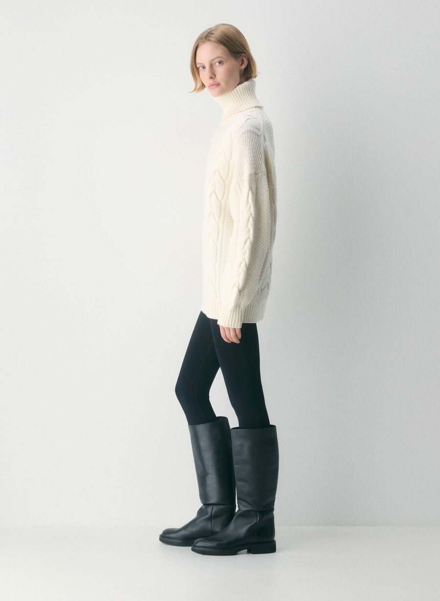 heritage knit merino wool turtleneck whisper white