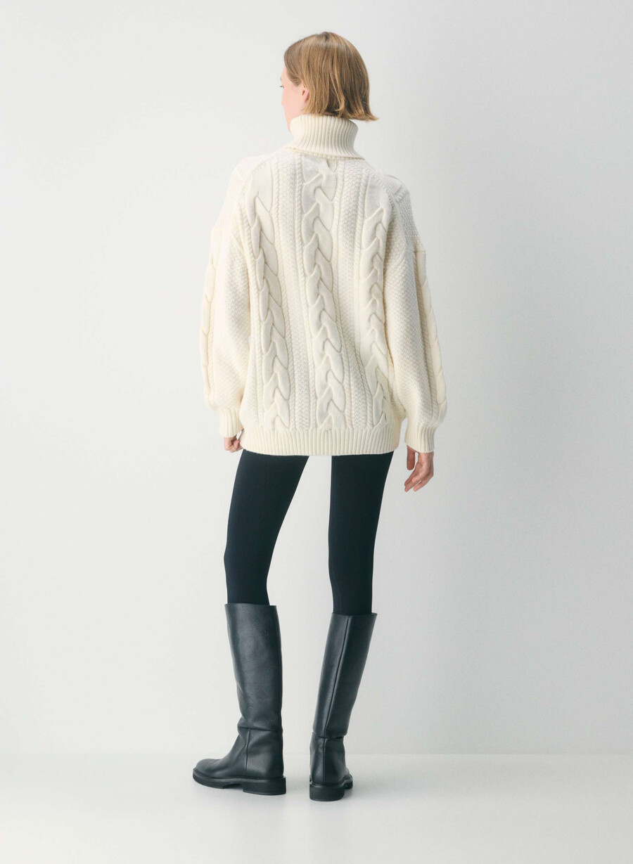 heritage knit merino wool turtleneck whisper white