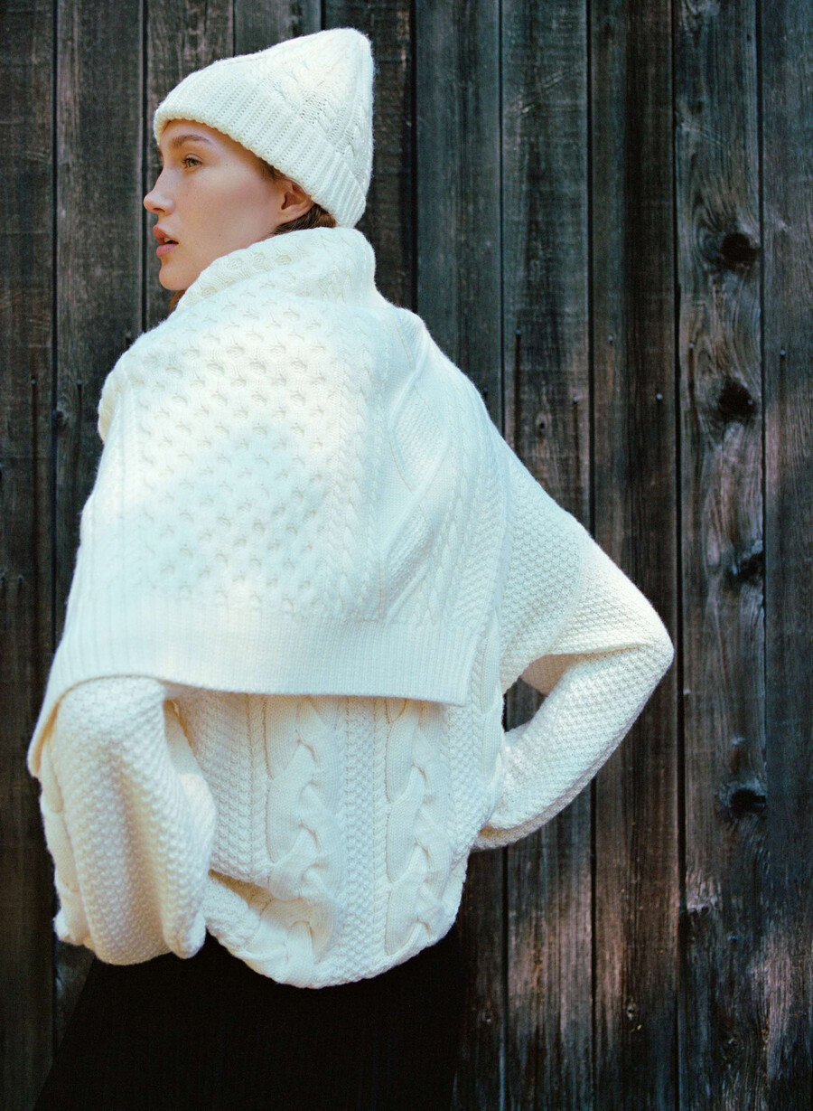 heritage knit merino wool turtleneck whisper white